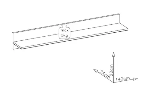 Wandboard - B ca. 140 cm, Marmor Nachbildung hell, Graphit