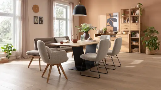 Bank Kamari - Breite ca. 228cm, Seitenteile verstellbar, Stoff, Schlamm