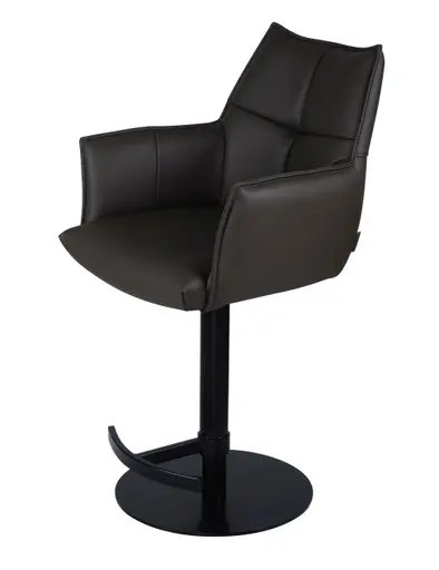 Barhocker MELE - drehbar, höhenverstellbar, Leder, Dunkelbraun