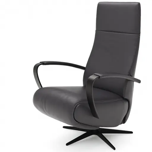 Relaxsessel Girona - Relaxfunktion (motorisch), Leder, Schwarz