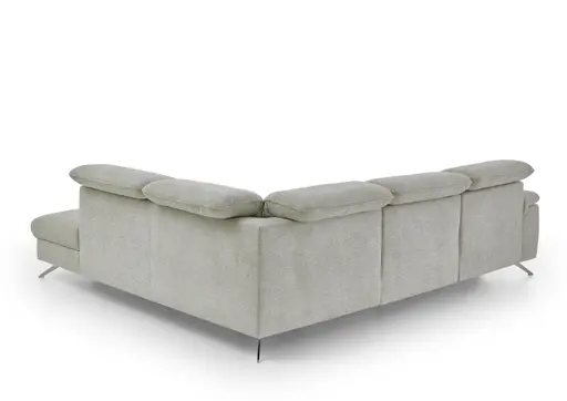 Ecksofa - 3-Sitzer mit Ecke rechts, Kopfteil verstellbar, Stoff, Natur