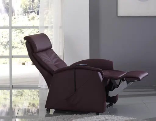 Fernsehsessel EM Bremen - Relaxfunktion (1-motorisch), Leder, Burgund