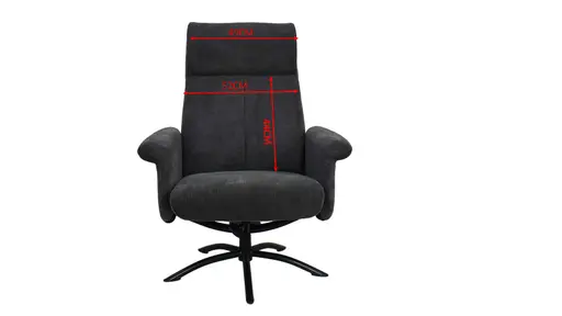 TV-Sessel MORTON mit Hocker - drehbar, Relaxfunktion, Stoff, Grau