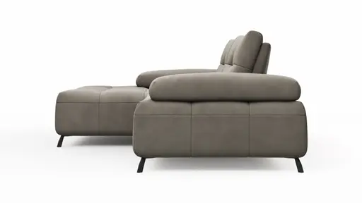 Ecksofa Comodo -Longchair links, 1,5-Sitzer, Leder, Taupe
