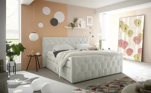 Boxspringbett- Liegefläche ca. 180x200 cm, Stoff, Taupe