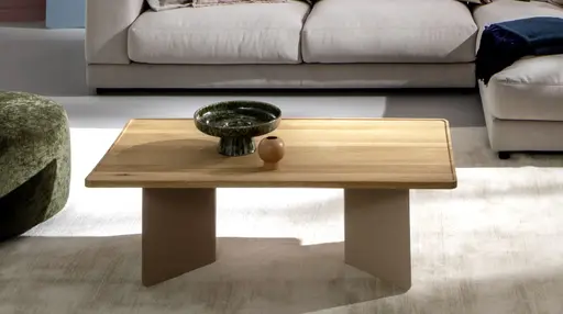 Couchtisch Olai - LHB ca. 120x39x65 cm, Asteiche massiv, Metall, Schwarz