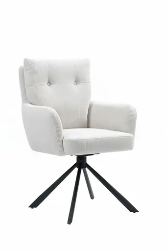 Armlehnstuhl - drehbar, Cord, Creme