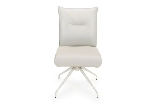 Stuhl - drehbar, Leder, Silbergrau