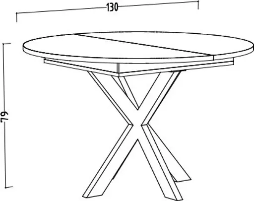 Esstisch - ausziehbar, Ø/H ca. 130x79 cm, Keramikoptik grau, Schwarz