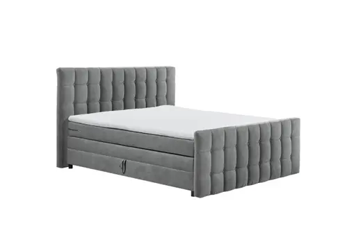Boxspringbett - Liegefläche ca. 180x200 cm, Stoff, Dunkelgrau