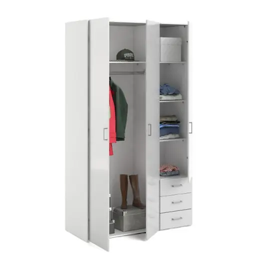 Drehtürenschrank- B ca. 116 cm, Weiß, Hochglanz