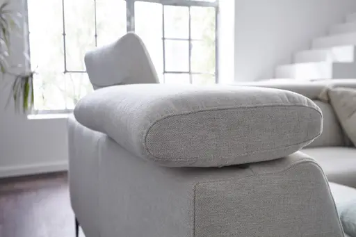 Ecksofa Felipa - Ecke links mit 2,5-Sitzer inkl. Kopfteil verstellbar, Stoff, Natur