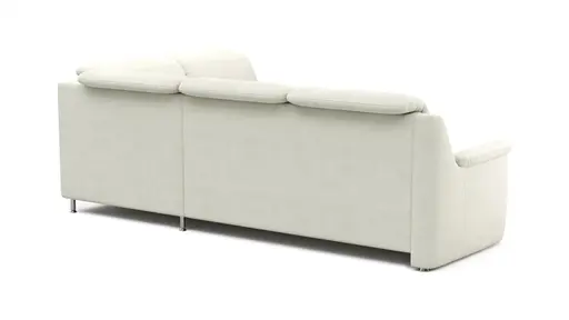 Ecksofa Cornella Plus - 2-Sitzer links mit Ecke und Abschlussteil rechts, Stoff, Creme