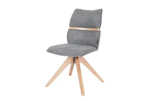 Stuhl MAROU - drehbar, Stoff, Graublau