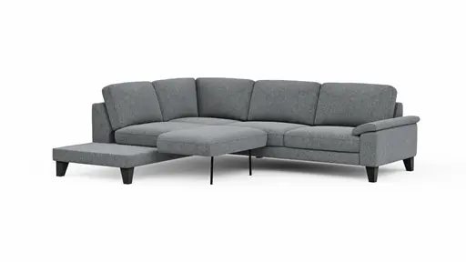 Ecksofa Oviedo - Ecke links mit 2,5-Sitzer inkl. Drehsitz, Stoff, Grau