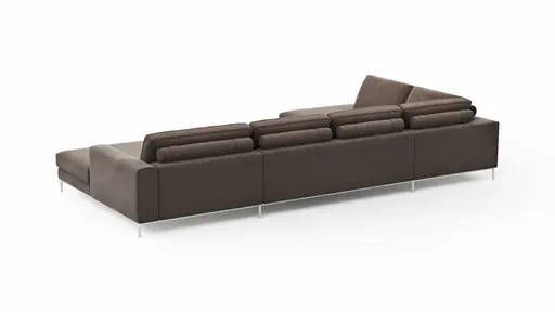 Wohnlandschaft Solano - Ecke Links, 2-Sitzer, Longchair Rechts, Stoff, Mocca-Braun