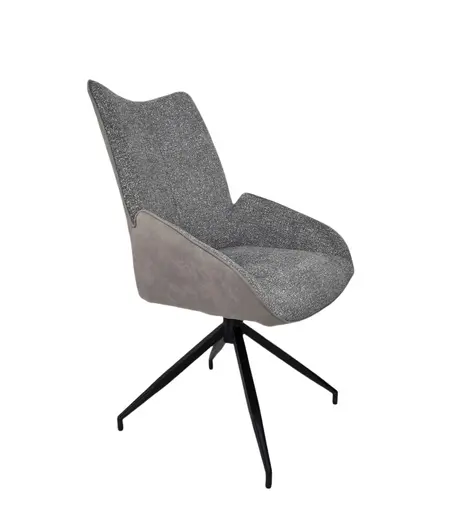 Stuhl MAUREEN - drehbar, Stoff, Grau