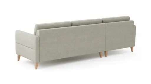 Ecksofa Arima - Longchair links mit 2,5-Sitzer, Stoff, Creme