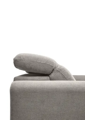 Ecksofa MINAO - 1,5-Sitzer mit Longchair rechts, Sitztiefe verstellbar motorisch, Kopfteil verstellbar, Stoff, Truffle