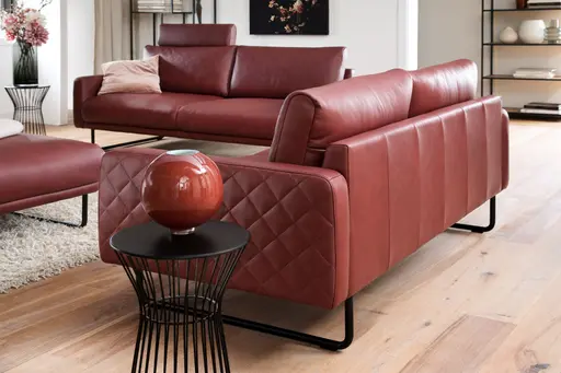 Sofa - 3-Sitzer, Leder, Rot
