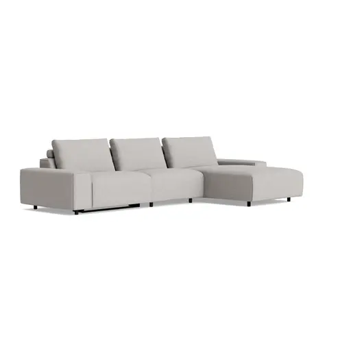 Ecksofa Serava - Longchair links mit 2,5-Sitzer, Stoff, Grau