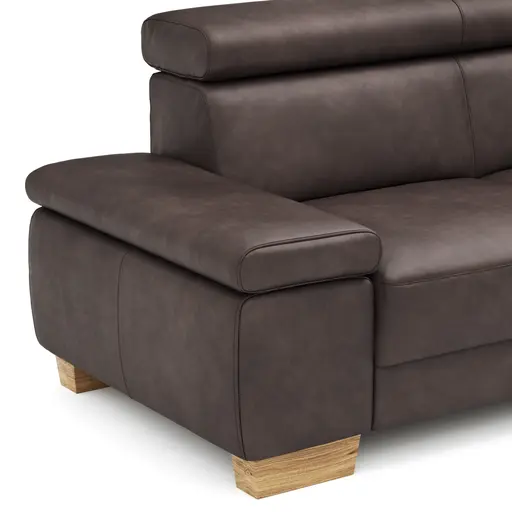 Ecksofa Philadelphia - 2,5-Sitzer mit Ecke rechts inkl. Kopfteil verstellbar, Leder, Dunkelbraun