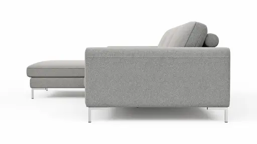 Ecksofa Solano - Longchair Links mit 2,5-Sitzer, Boucle, Hellgrau