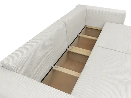 Megasofa Juless - Schlaffunktion mit Bettkasten, Cord, Hellgrau