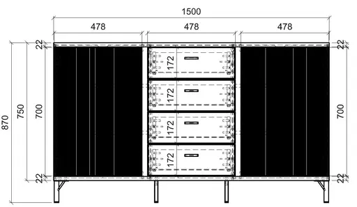 Sideboard - B ca. 150 cm, Schwarz