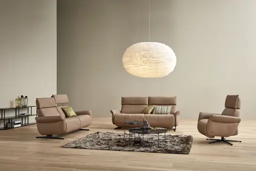 Sofa - 2,5-Sitzer, Relaxfunktion motorisch, Leder, Braun