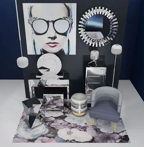 Stehleuchte- DH ca. 25x160 cm, Stahl, Verchromt, Silberfarben