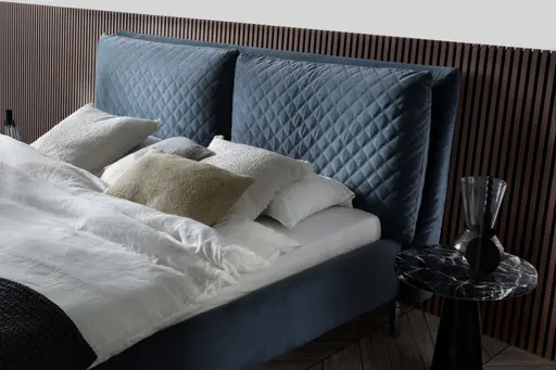 Polsterbett Farenza - Liegefläche ca. 180x200 cm, Velour, Azurblau