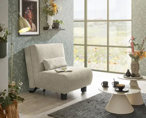  Faltsessel EBBY - ohne Armlehne inkl. Schlaffunktion, Stoff, Taupe