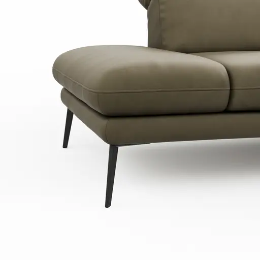 Sofa Elena - 2,5-Sitzer, Kopfteil/Armlehne verstellbar, Leder, Olive
