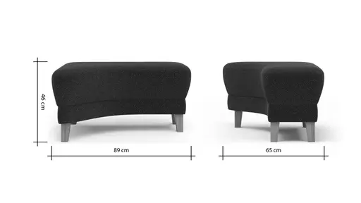 Hocker Stamford - gebogen, Links, LB ca. 89x65 cm, Stoff, Dunkelblau