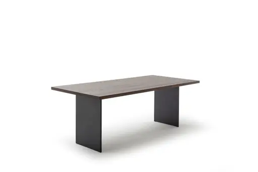 Esstisch Eldur - LB ca. 220x100 cm, Eiche geräuchert, Lackiert, Wange schwarz