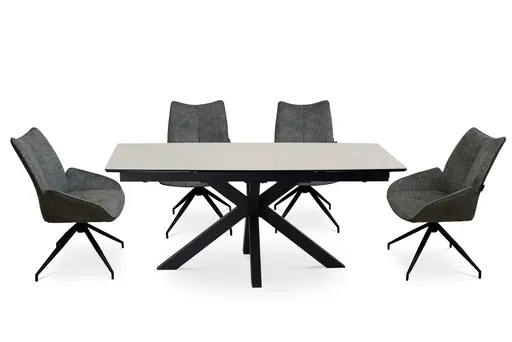 Esstisch MELANIA - ausziehbar, LB ca. 180x95 cm, Glaskeramik, Travertin farbig