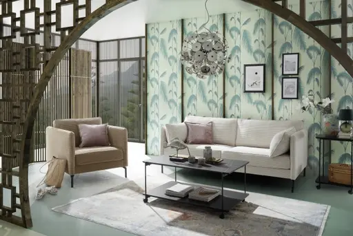 Sofa- 3,5-Sitzer, Stoff, Creme