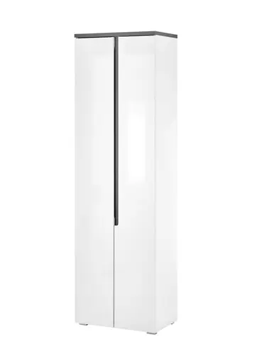 Garderobenschrank - B ca. 60 cm, Weiß, Weiß Hochglanz, Anthrazit