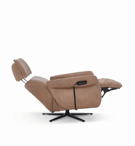 Sessel - Relaxfunktion motorisch, Leder, Braun