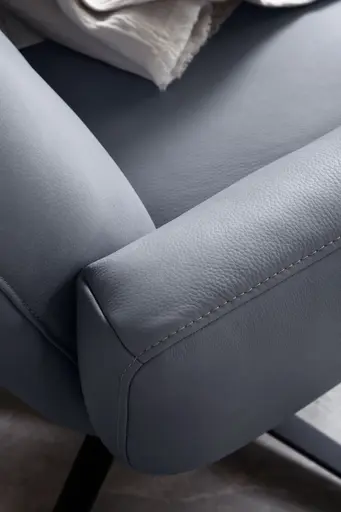 Einzelsessel Terni - Relaxfunktion, Sternfuss, Leder, Hellblau