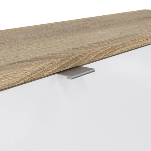 Schuhschrank - B ca. 99 cm, Eiche Struktur Nachbildung, Weiß Hochglanz