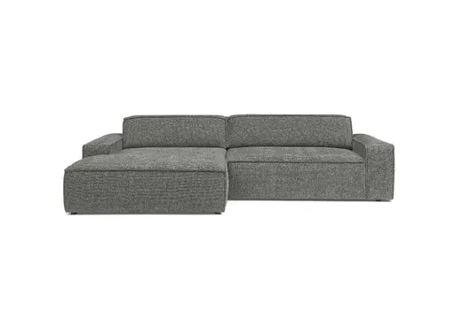 Ecksofa - Longchair links mit 2-Sitzer, Sitzvorzug motorisch, Stoff, Graphit