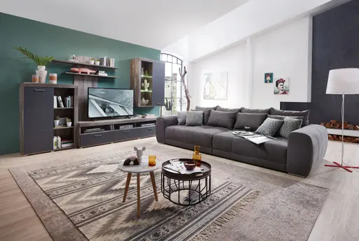 Megasofa - 3-Sitzer, Stoff, Dunkelgrau