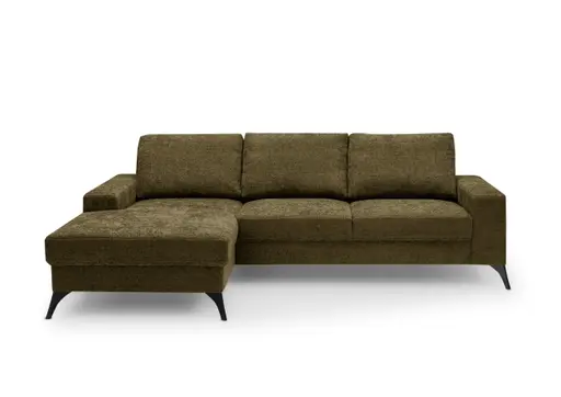 Ecksofa - Ecke links, 2-Sitzer, Stoff, Braun