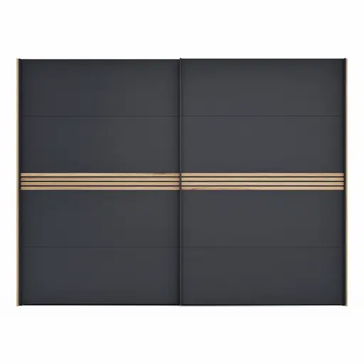 Schwebetürenschrank Viana - BHT ca. 300x230x68 cm, Anthrazit