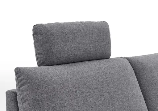 Ecksofa EM Preko mit Kopfstützen - 3-Sitzer mit Ecke rechts, Stoff, Grau