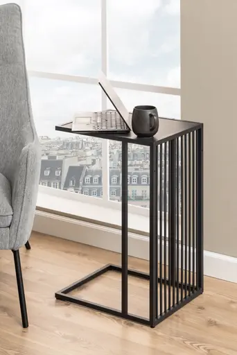 Beistelltisch - LB ca. 43x35 cm, Marmoroptik, Schwarz