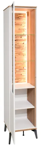 Vitrine - mit Beleuchtung, B ca. 42 cm, Weiß, Asteiche, Schwarz