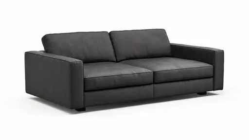 Sofa Aprino 2 - 3,5-Sitzer XL, Dickleder, Schwarz , Armlehne Block schmal